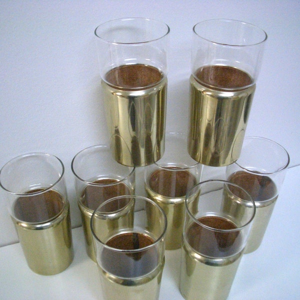 Vintage Aluminum Insulated Glasses - Set of 8