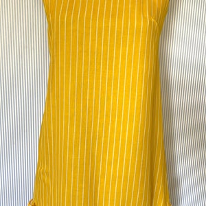 Vintage Mid Century Mod Yellow and White Striped Dress Shift Symphony Happening