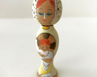 Poupée Kokeshi vintage, mère et bébé