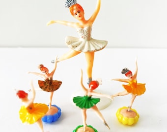 Vintage Ballerina Cake Toppers Set of 5