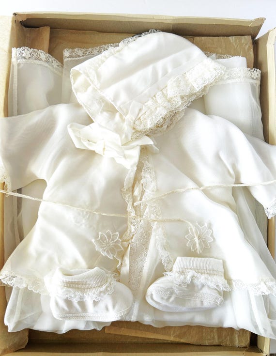 Vintage White Christening Set Madonna