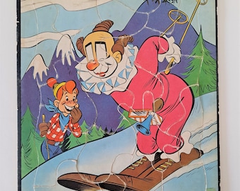 Vintage Mid Century Howdy Doody Puzzle Skiing With Clarabell Whitman