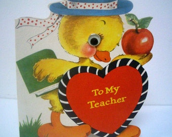 Vintage Little Duck Valentine For Teacher