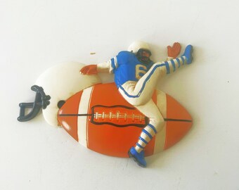 Vintage Football Plaque Blue and White