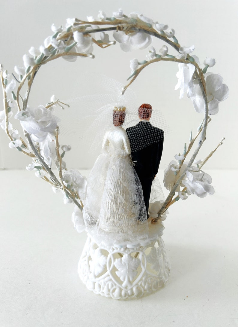 Vintage Wedding Cake Topper Bride and Groom image 2