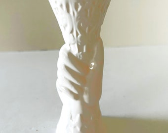 Vintage Porcelain Hand Vase White