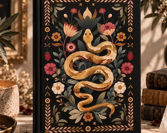 Serpent Journal, Snake Hardcover Notebook, Botanical Lined Journal, Spiritual Gift for Women