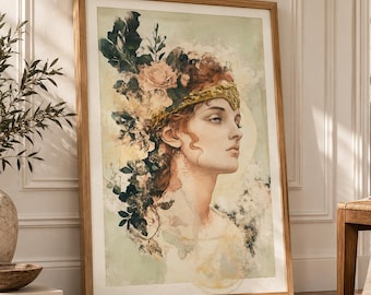 Athena Goddess Print, Greek Mythology Wall Decor, Goddess of Wisdom, Ancient Greek Portrait, Sacred Feminine Decor
