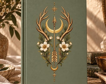 Artemis Hardcover Journal, Moon & Arrow Lined Notebook, Greek Goddess Writing Book, Nature Lover Gift