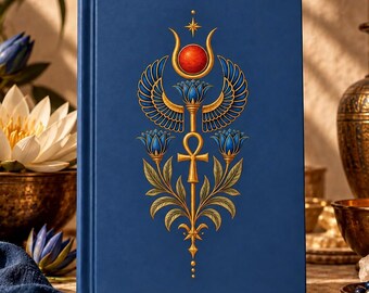 Isis Hardcover Journal, Egyptian Goddess of Magic, Blue Lotus & Ankh Writing Book, Ancient Egypt Spiritual Gift