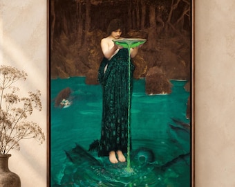 Circe by Waterhouse Remastered Print, Pre-Raphaelite Greek Mythology Wall Decor, Fine Art & Canvas