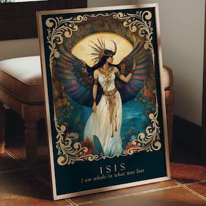 Isis Egyptian Goddess Wall Art — Art Nouveau Divine Feminine Archetype Wall Decor Poster