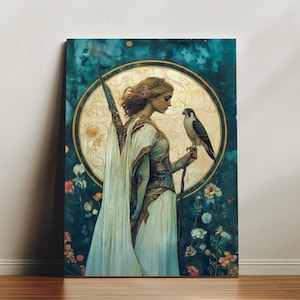 Freya Wall Art, Norse Goddess Print, Art Nouveau Viking Decor