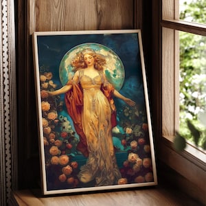 Gaia Goddess Print - Mother Earth Wall Hanging, Divine Feminine Decor, Mythological Goddesses Canvas, Greek Mythology Art, Sacred Artwork