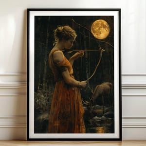Artemis Digital Download - Greek Goddess of Hunting, Divine Feminine Art, Greek Mythology Artwork, Mythological Goddesses Painting
