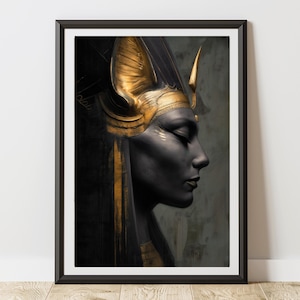 Bastet Goddess Fine Art Print | Egyptian Mythology Wall Art | Divine Feminine Decor | Spiritual Art | Elegant Portrait | Sacred Protection