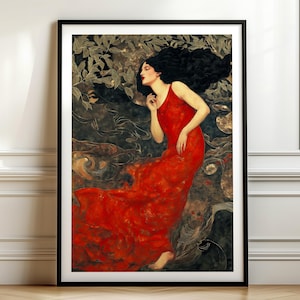 Persephone Goddess Instant Download – Divine Feminine Mythological Artwork, Spiritual Home Decor, Art Nouveau Underworld Queen Digital Art