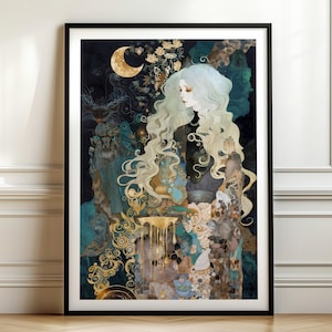 Circe Wall Art - Greek Goddess of Magic, Divine Feminine Power Art, Mystical Witchy Sorceress Wall Decor, Pagan Altar, Mythology Canvas