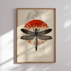 Dragonfly Art Print – Japanese Minimalist Decor