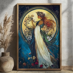 Gaia Goddess Art Nouveau Print: Mother Earth Mythology Fine Art