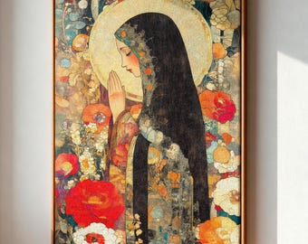 Mary Magdalene Wall Art, Catholic Saint Print, Religious Canvas, Divine Feminine Decor