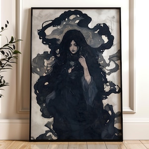 Hecate Wall Art - Greek Mythological Goddess of Magic & Witchcraft Print, Divine Feminine Archetype Decor, Mythology Painting, Witch Artwork