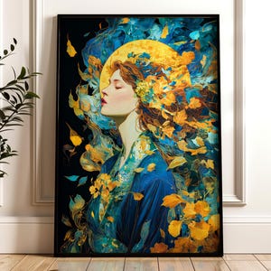 Earth Goddess Art Nouveau Print: Botanical Divine Feminine Wall Decor