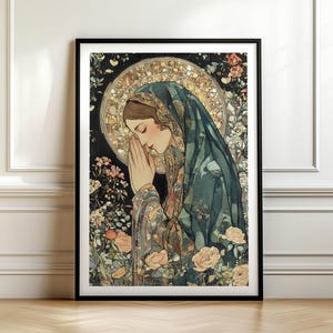 Maria Magdalena Fine Art Print ~ Art Nouveau goddelijk vrouwelijk decor, spiritueel religieus canvas, nieuwe moederkunst, heilige godin kunst aan de muur