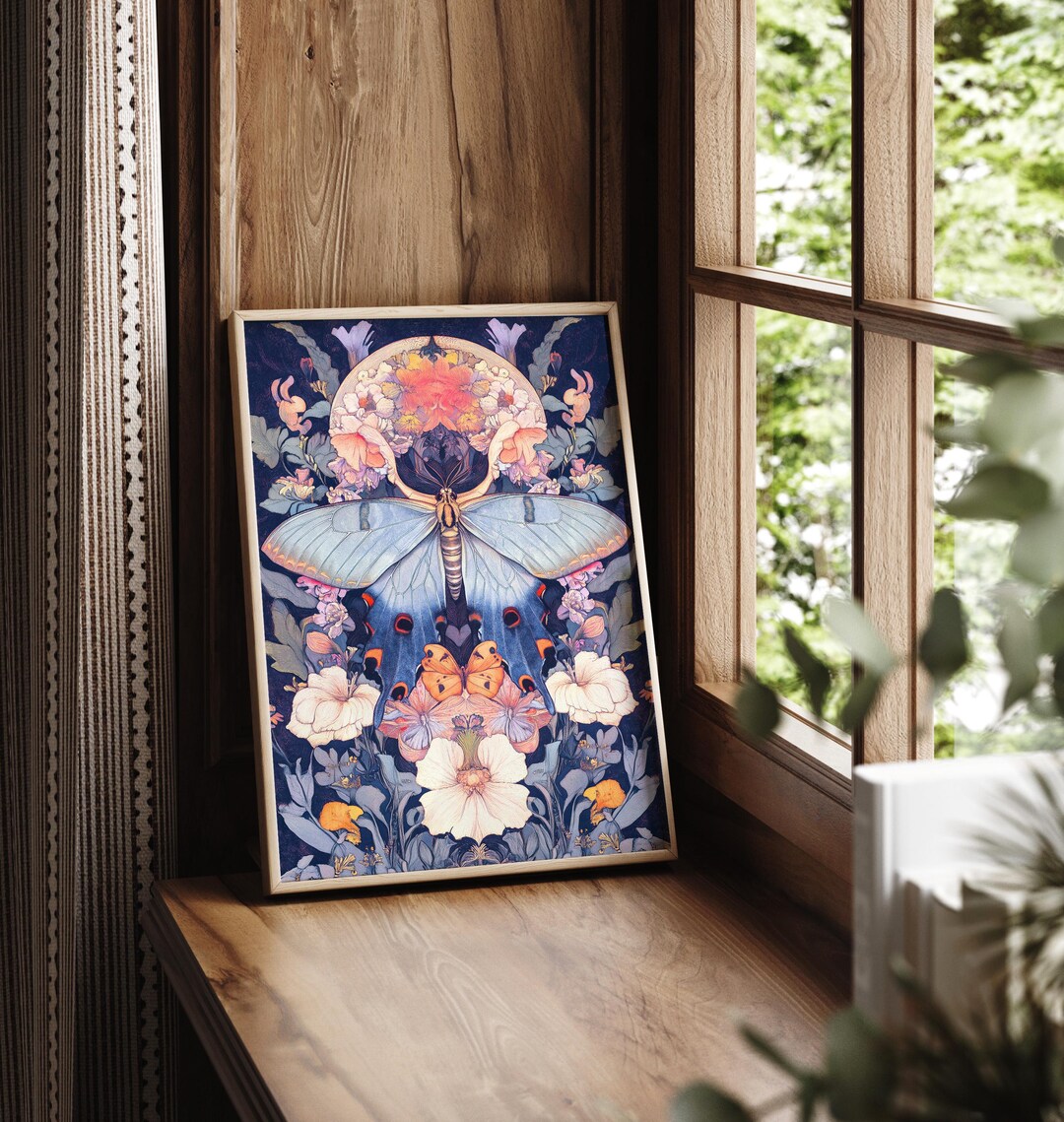 Luna Moth Wall Art | Celestial Moth Print | Magical Insect Home Decor ...
