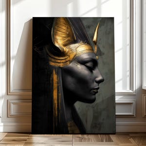 Bastet Goddess Canvas | Egyptian Mythology Wall Art | Divine Feminine Decor | Spiritual Art | Elegant Portrait | Sacred Protection