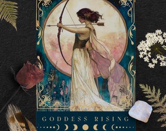Art Nouveau Goddesses Calendar 2025 | Wall Calendar with Mythical Goddess Artwork | Pagan Goddesses | Witchy Mythology Gift | Lunar Planner