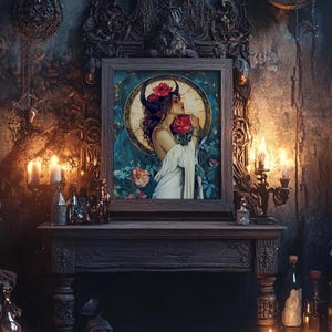 Lilith Goddess Fine Art Print Vintage Art Nouveau Divine Feminine Dark