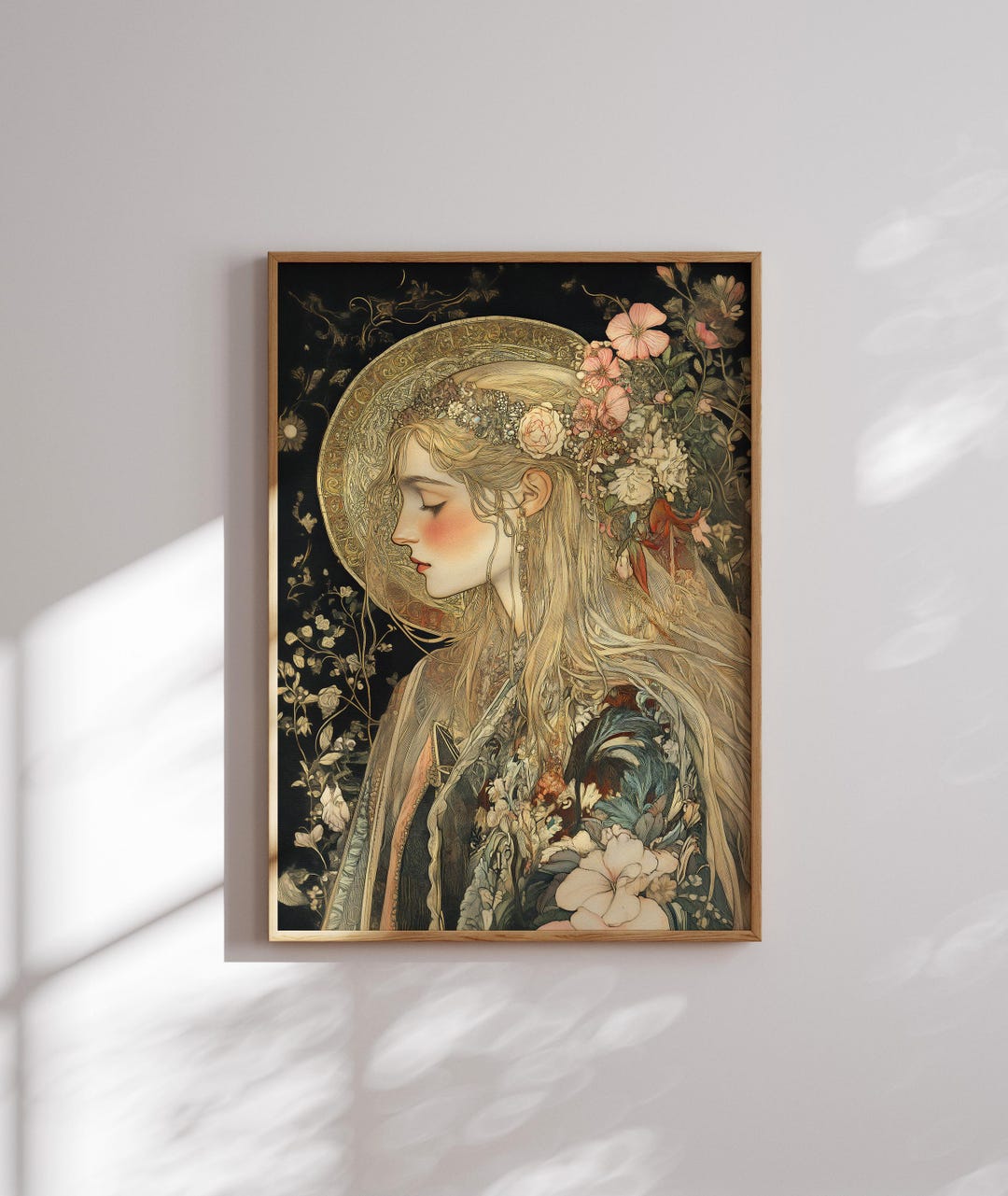 Art Nouveau Flora Goddess Wall Art – Romantic Floral Portrait Print - Etsy