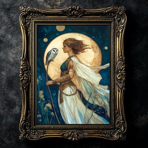 Athena Goddess Digital Art Instant Download | Greek Goddess of Wisdom & War | Divine Feminine Mythology Painting