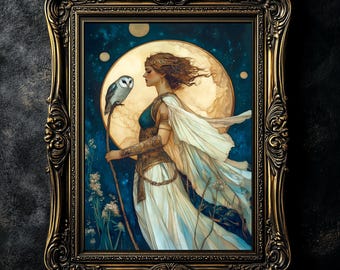 Athena Goddess Art Nouveau Print: Greek Mythology (Digital Download)