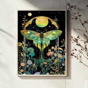 Art Nouveau Luna Moth Art Fine Art Print or Canvas Magical Decor ...