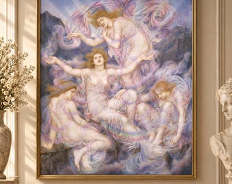 The Storm Spirits by Evelyn De Morgan, Pre Raphaelite Art Print, Symbolist Goddess Wall Decor