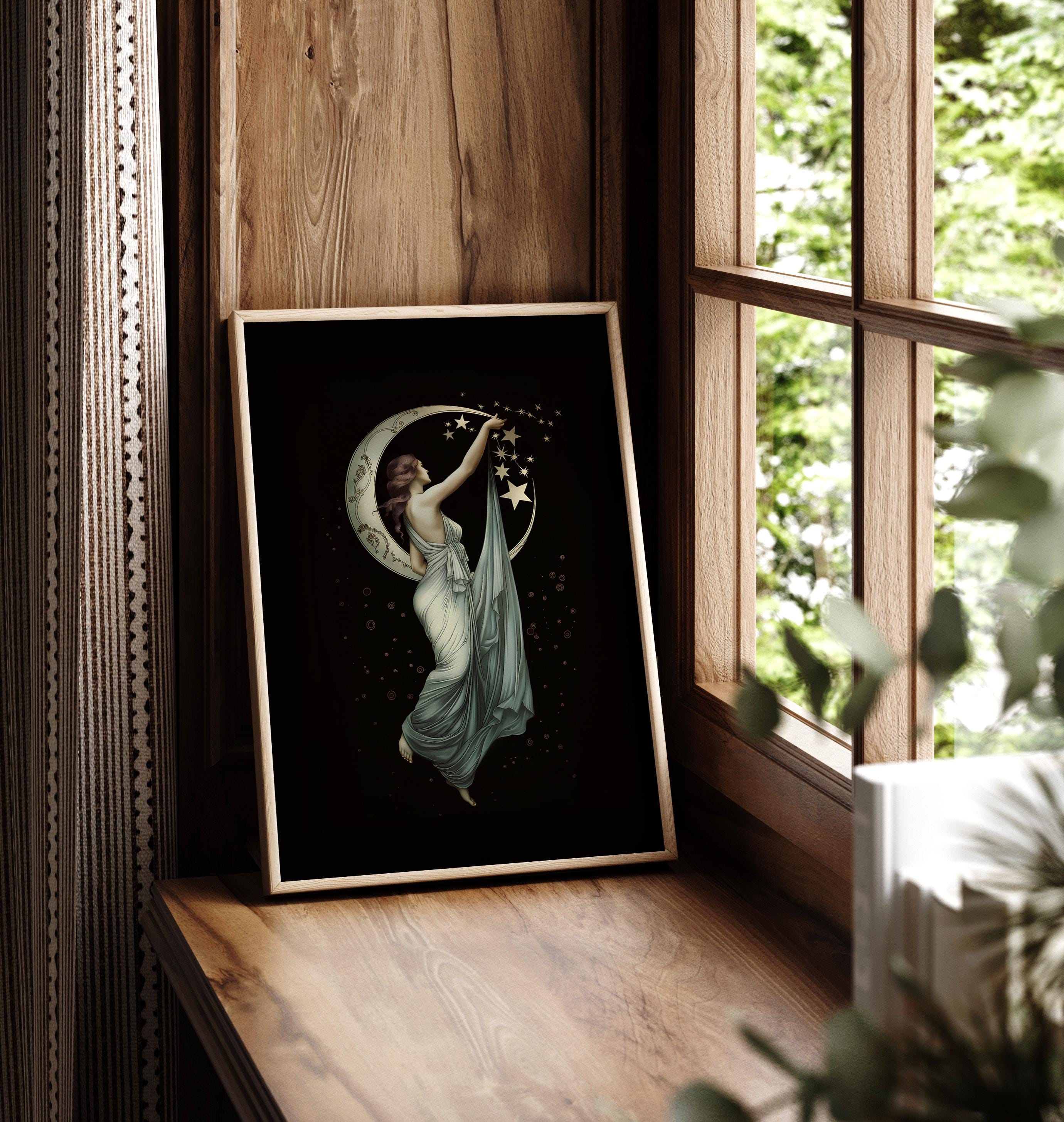 Mystic Vintage Style Art Nouveau Moon Goddess Print