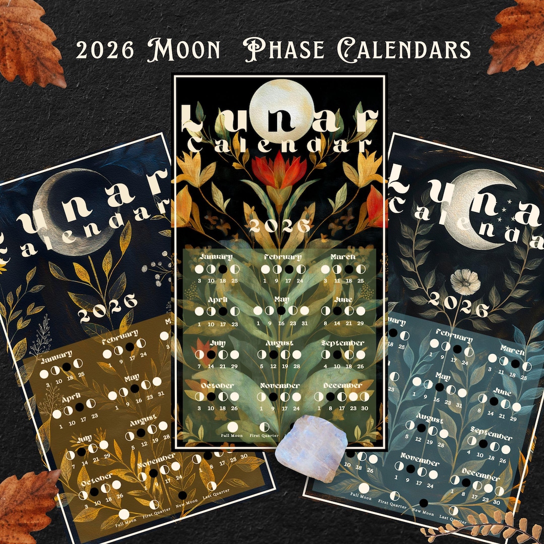 2026 Lunar Calendar Wall Art: Folk Art Moon Phases, Astrology Decor - Etsy