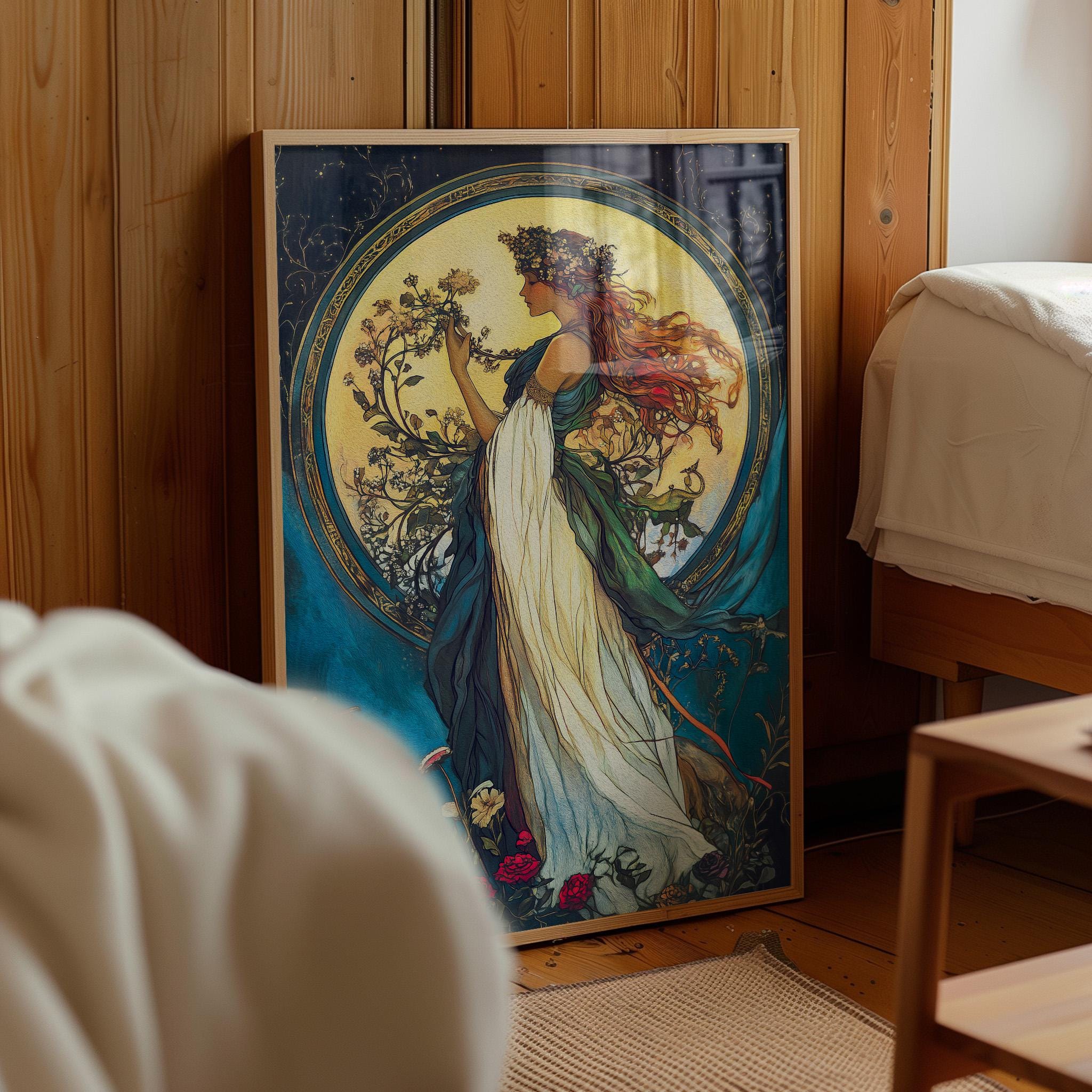 Gaia Goddess Art Print | Art Nouveau Mother Earth Wall Decor | Divine ...