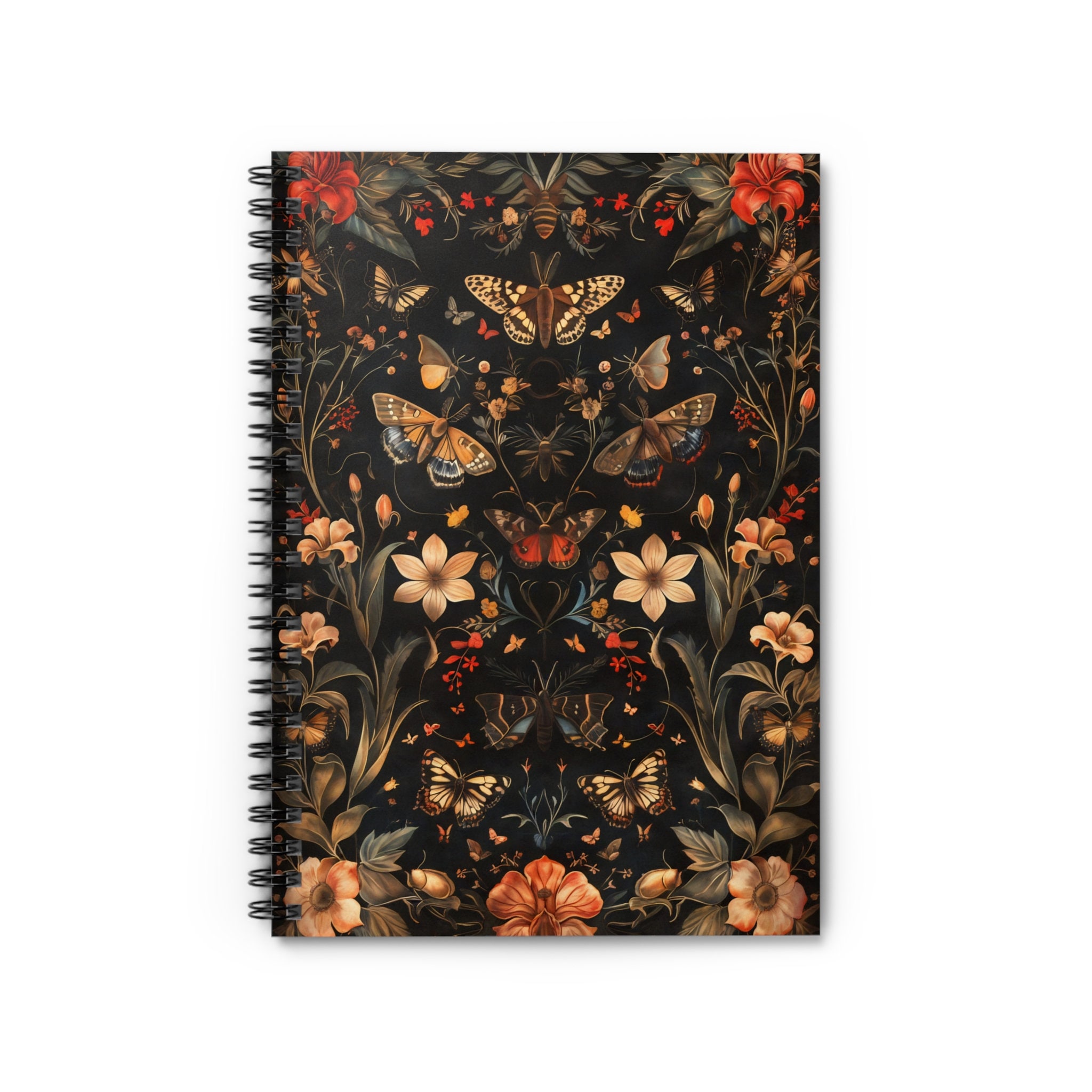 Botanical Moth Spiral A5 Notebook, Victorian Pattern Design, Ornate ...