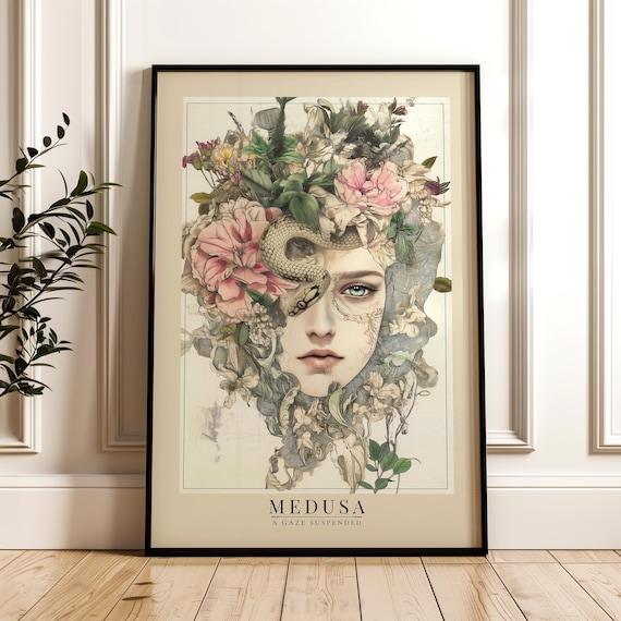 Medusa Art Nouveau Poster Print - Mythological Greek Goddess Wall Art, Dark Feminine Decor