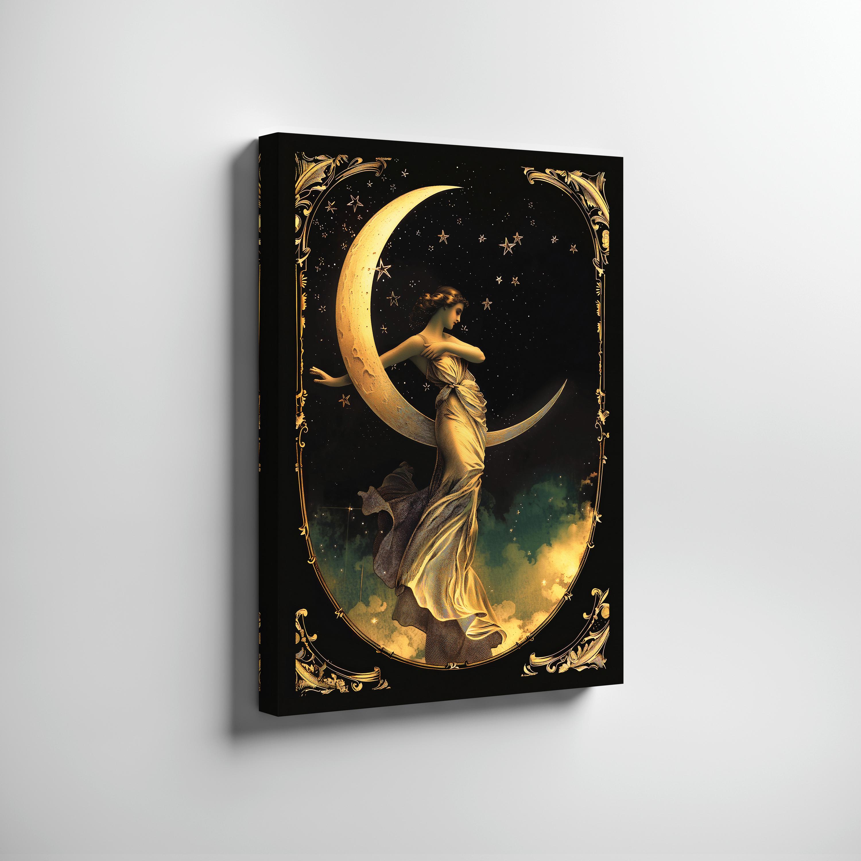 Moon Goddess Art Print | Sacred Feminine Wall Art | Art Nouveau Lunar ...