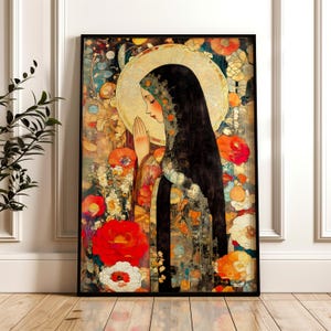 Mary Magdalene Fine Art Print ~ Art Nouveau Divine Feminine Decor, Spiritual Religious Canvas, New Mother Art, Sacred Goddess Wall Art