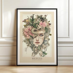 Medusa Printable Wall Art Instant Download - Greek Goddess of Transformation, Dark Divine Feminine Decor, Sacred Mythological Goddesses