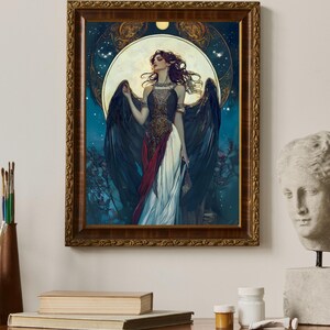 Lilith Goddess Print, Vintage Style Art Nouveau Print, Divine Feminine