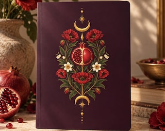 Persephone Journal, Goddess Journal for Renewal & Rebirth, Pomegranate Notebook, Spiritual Journal, Greek Mythology Gift