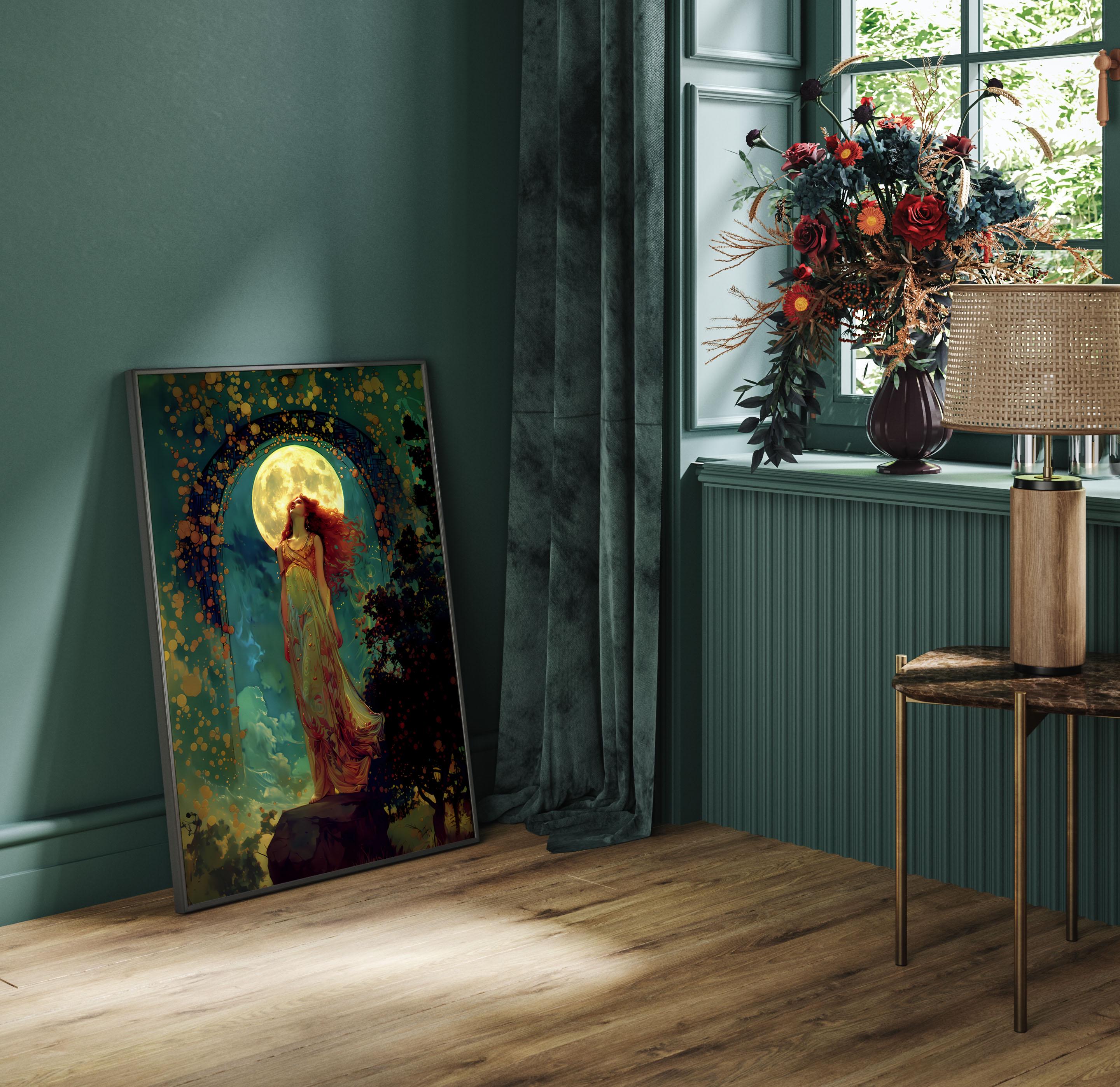Moon Goddess Print – Mystical Celestial Wall Art - Etsy