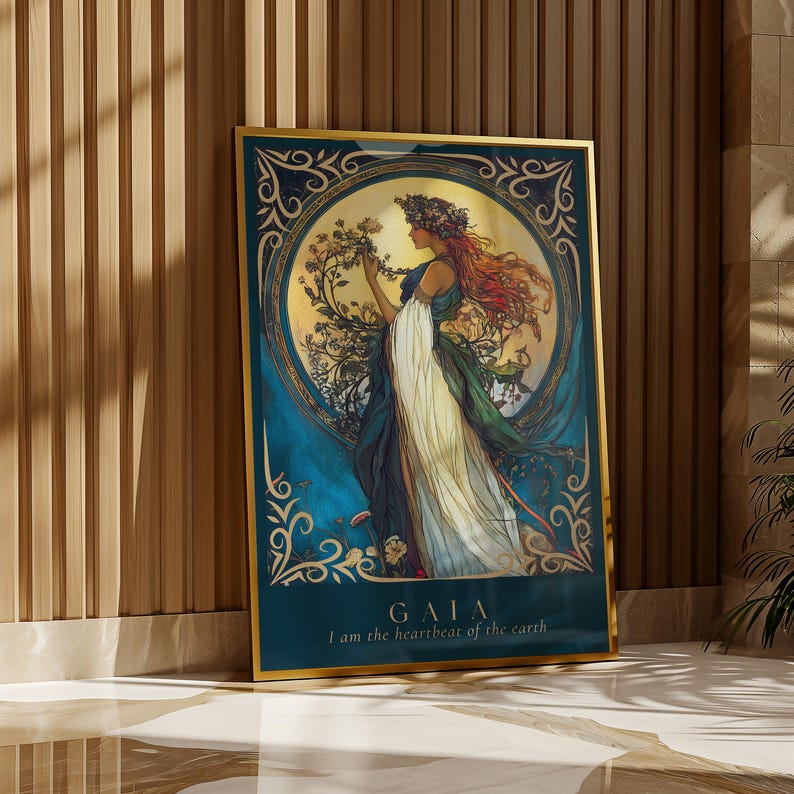 Gaia Goddess Wall Art — Art Nouveau Earth Mother Poster, Grounding ...