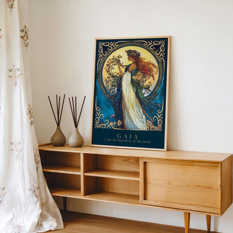 Gaia Goddess Wall Art — Art Nouveau Earth Mother Poster, Grounding ...